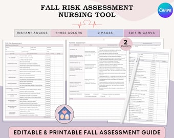 Fall Risk Assessment Form, PRINTABLE PDF Template for Nursing Homes ...