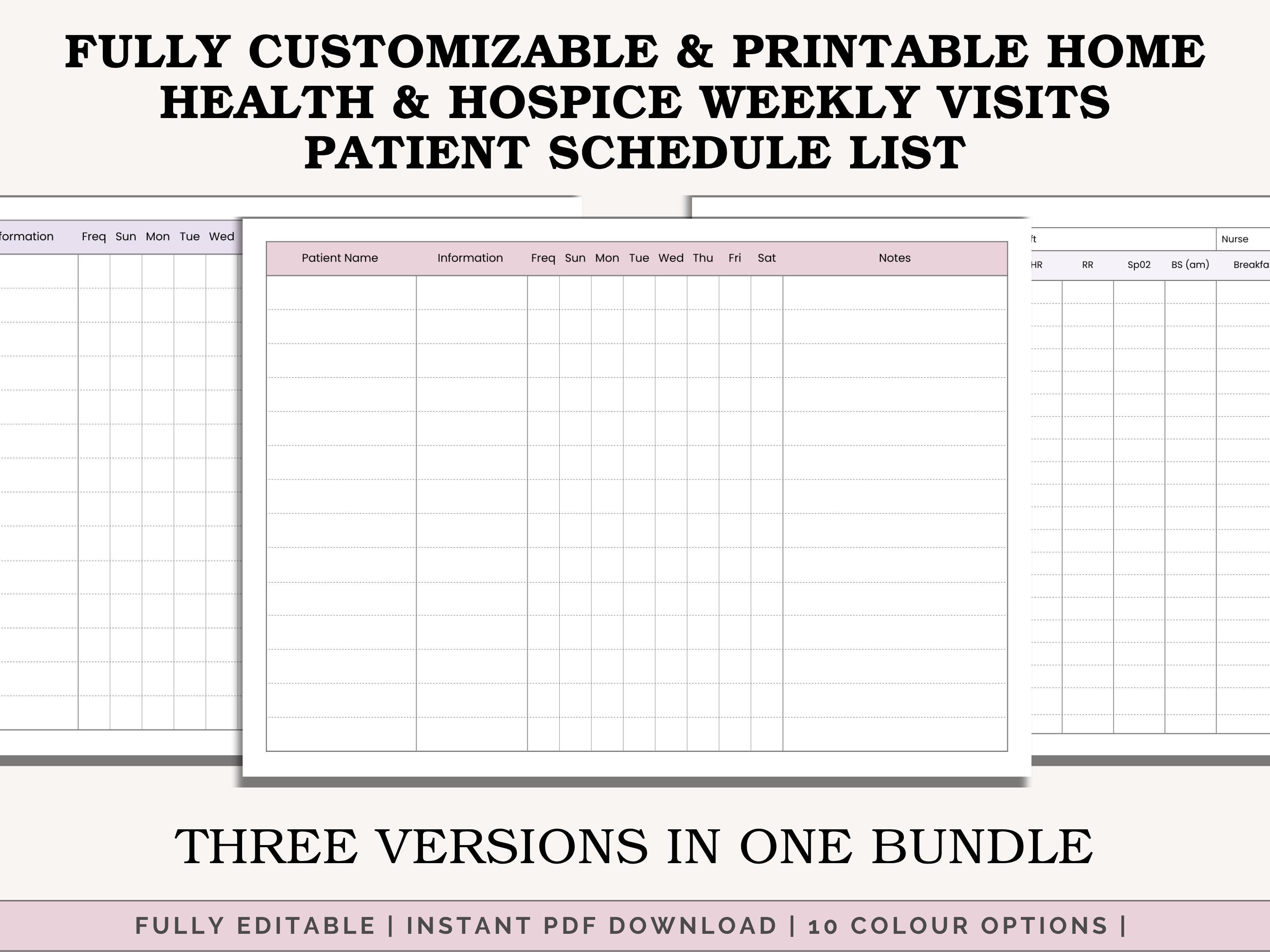 Weekly Visit Sheet.pdf Hospice Home Health Weekly Patient Visit Schedule - Track Patients ...