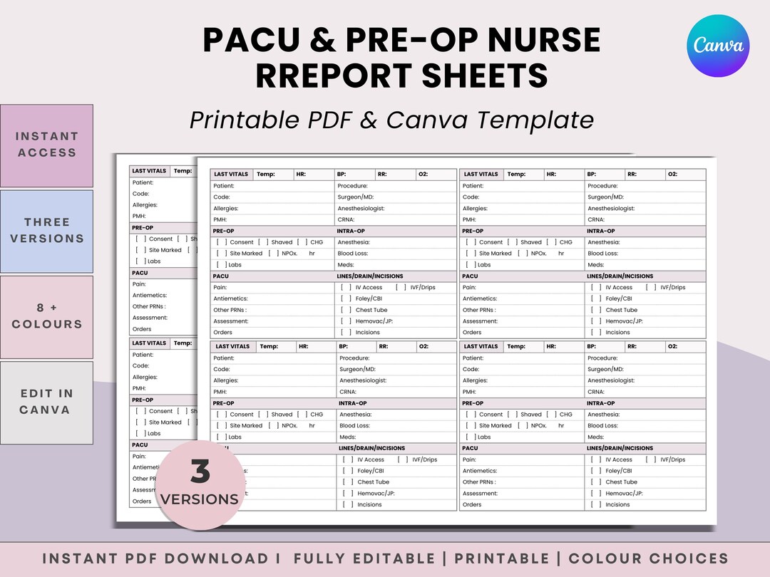 Recovery Room Notes.pdf The Perioperative Nursing Report : 4-patient Tracking Sheets for Pre-op ...