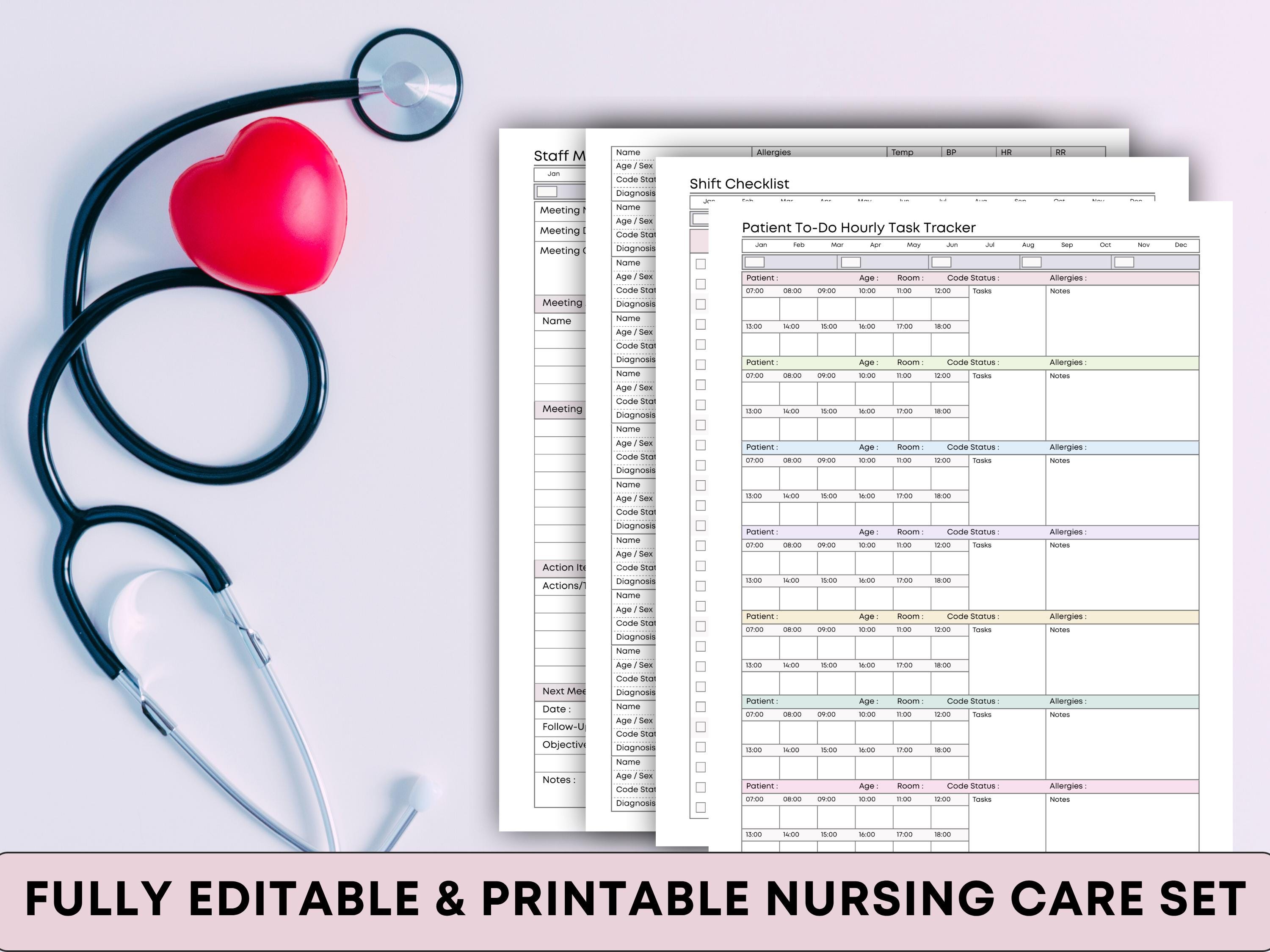 LTC Nurse Ultimate Printable Bundle - Nursing Patient Care Organizers &amp; Report Sheets (PDF ...
