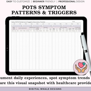 PoTS Syndrome Tracker Printable PDF | Symptom Journal | Medical Tracker | PoTS Tracker | Fatigue Tracker Dysautonomia and Presyncope Tracker