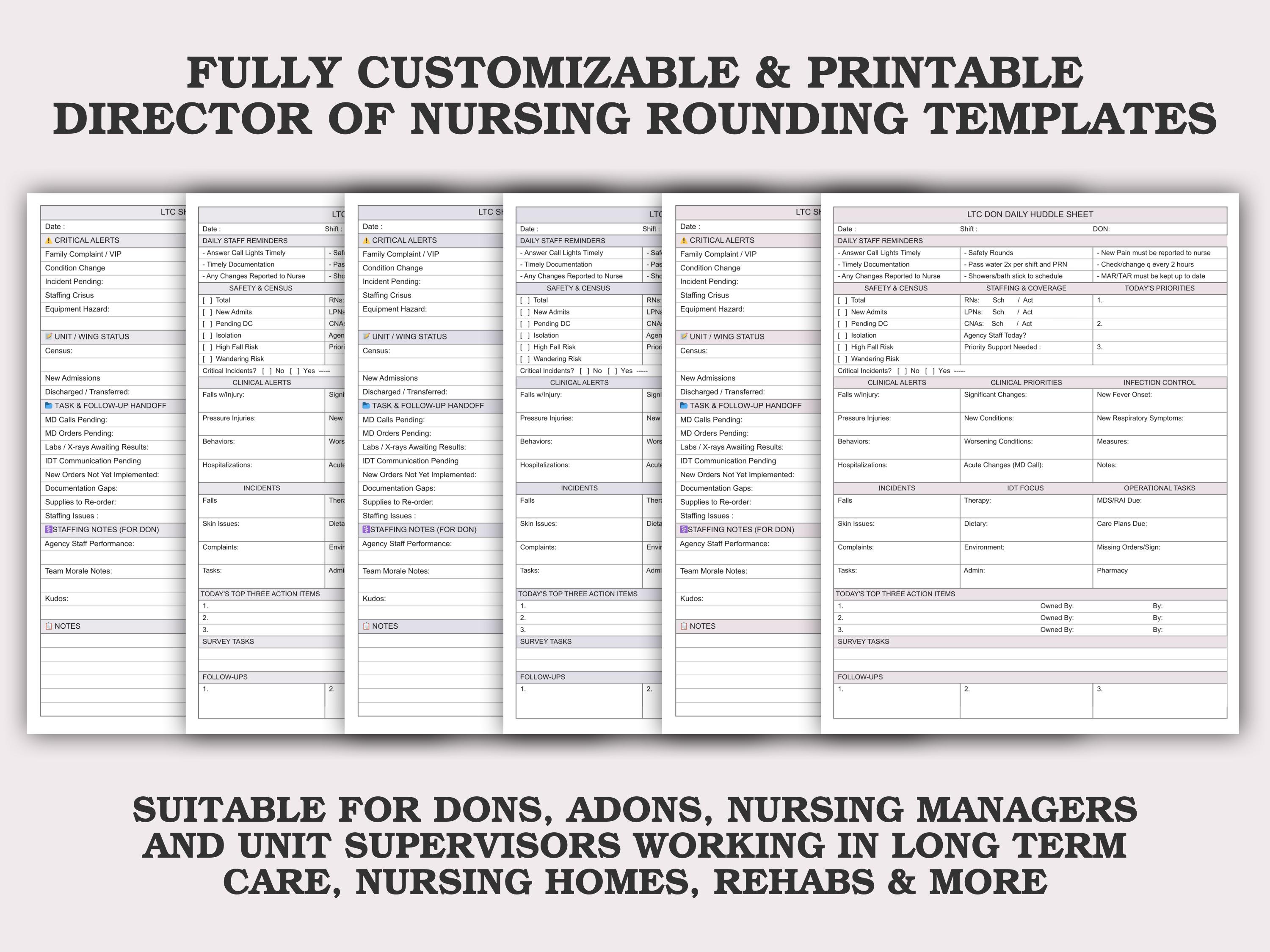 Chf Rounding Checklist Primary: Director of Nursing Rounding Tool Checklist | Daily Weekly ...