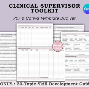 Klinisches SuperVision-Toolkit: Stundentagebuch, Trainings-Tracker & Referenzrahmen für LCSW, LPC, LMFT - Canva