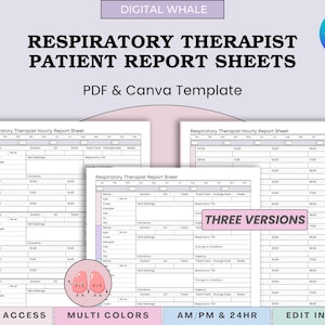 Respiratory Report for Comprehensive Health Assessment, Respiratory Therapist 6, 5, 4 Patient Report Sheet - PDF - Printable - Color Coded
