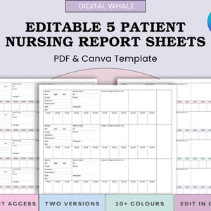 5 Patient Nursing Report Sheet for Nurse Cheat Sheet Nurse Brain Sheet MedSurg Brain Sheet for Nursing Student Report Sheet