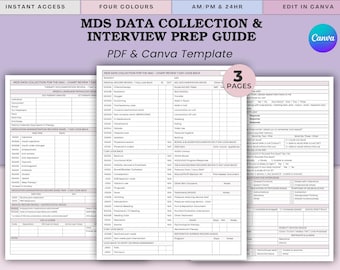 MDS 3.0 Assessment Prep & Vorstellungsgespräch Spickzettel Referenz-Leitfaden - Nursing Home MDS Coordinater RAI