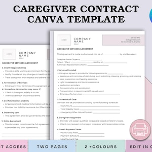 Editable Caregiver Agreement Template: Printable Minimalist Design (Canva PDF Download)
