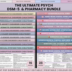 Das ultimative Psych Arzneistoff & DSM-5 30 Spickzettel-Bundle - Alle Medikamente Classess + Disorder Referenzhandbücher.