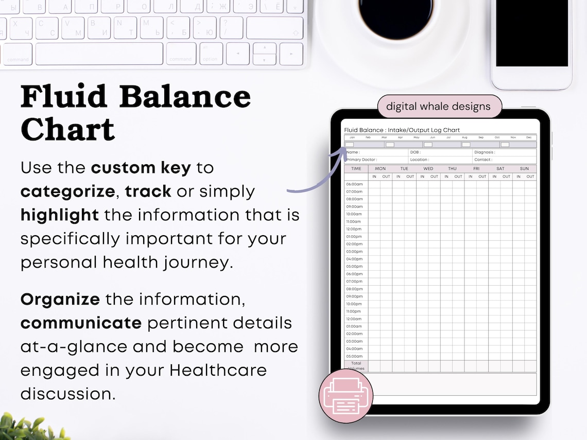 Fluid Balance Chart Printable - Daily Intake & Output Tracker - for ...