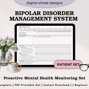 Bipolaire stemmingstrackerset | Maandoverzicht, episodetracker, medicatielogboek, wellnessdagboek, actieplan en symptoombeheersing
