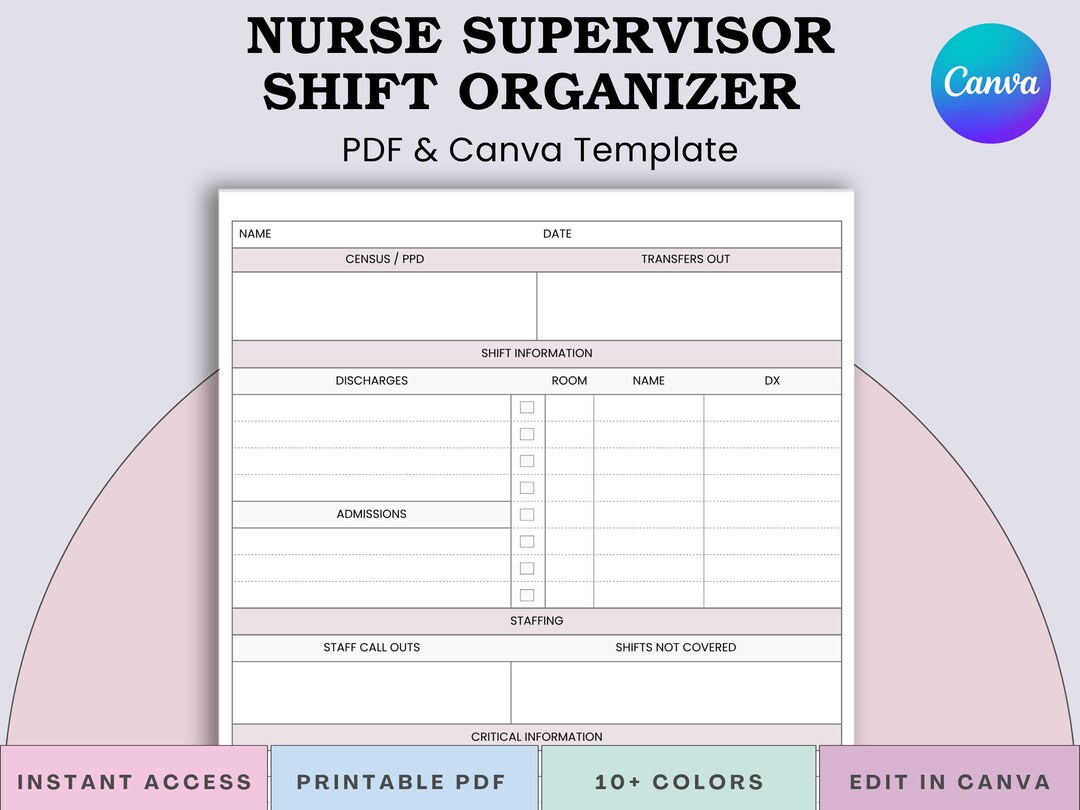 Nurse Supervisor Report Sheet for Long Term Care, Skilled Nursng Shift ...