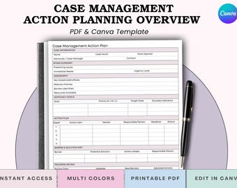 Case Management Action Plan Template: Social Worker Caseload Organizer (PDF + Canva)