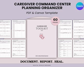 Caregiver Printable Binder Set: Schedules, Trackers, Care Plans, Wound Care Organizers (PDF+ Canva)