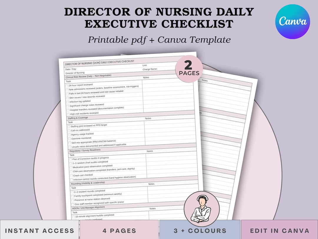 Using Kaymbu Daily Director Checklist.pdf Director of Nursing Daily Executive Checklist - Clinical & Audit Tasks ...