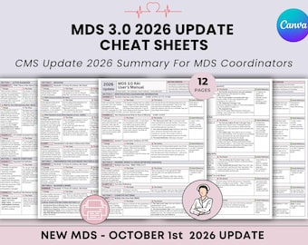 MDS 3.0 2026 Assessments Cheat Sheets | Nursing Home MDS Coordinator | CMS Update Reference Summary