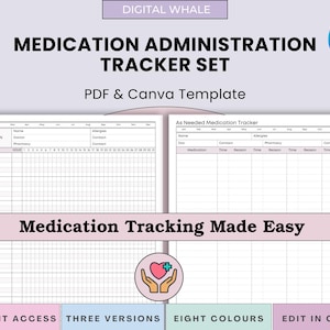 MAR | Medication Administration Record | Printable Medicine Record | Daily Medication Log | For Personal, Caregiver, Home Nurse Use | Canva