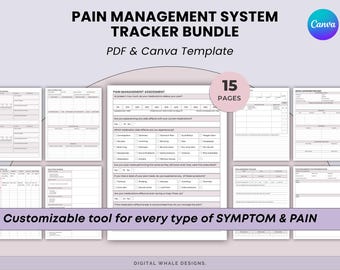 Pain Management Bundle - 15 Professional Templates for Clinicians & Patients | Pain Assessment Plan - PDF + Canva