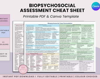 Aide-mémoire pour l'évaluation biopsychosociale complète (BPS) | Outil pour le guide du clinicien et de l'étudiant | PDF + Toile