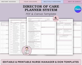 Director Of Care Nursing Manager Daily, Weekly Checklist & Compliance Calendar - Nursing Homes - PDF + Canva