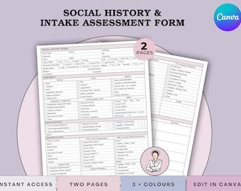 Comprehensive Social History & Intake Assessment Form | Social Workers, Nurses, Care Coordinators in LTC / SNF