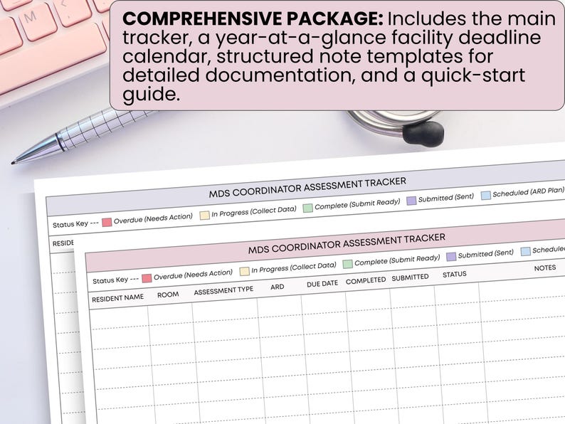 Peut inclure: Ensemble complet pour le suivi des &eacute;valuations des coordinateurs MDS. Comprend un suivi, un calendrier, des mod&egrave;les de notes et un guide de d&eacute;marrage rapide. Stylo, clavier et st&eacute;thoscope.