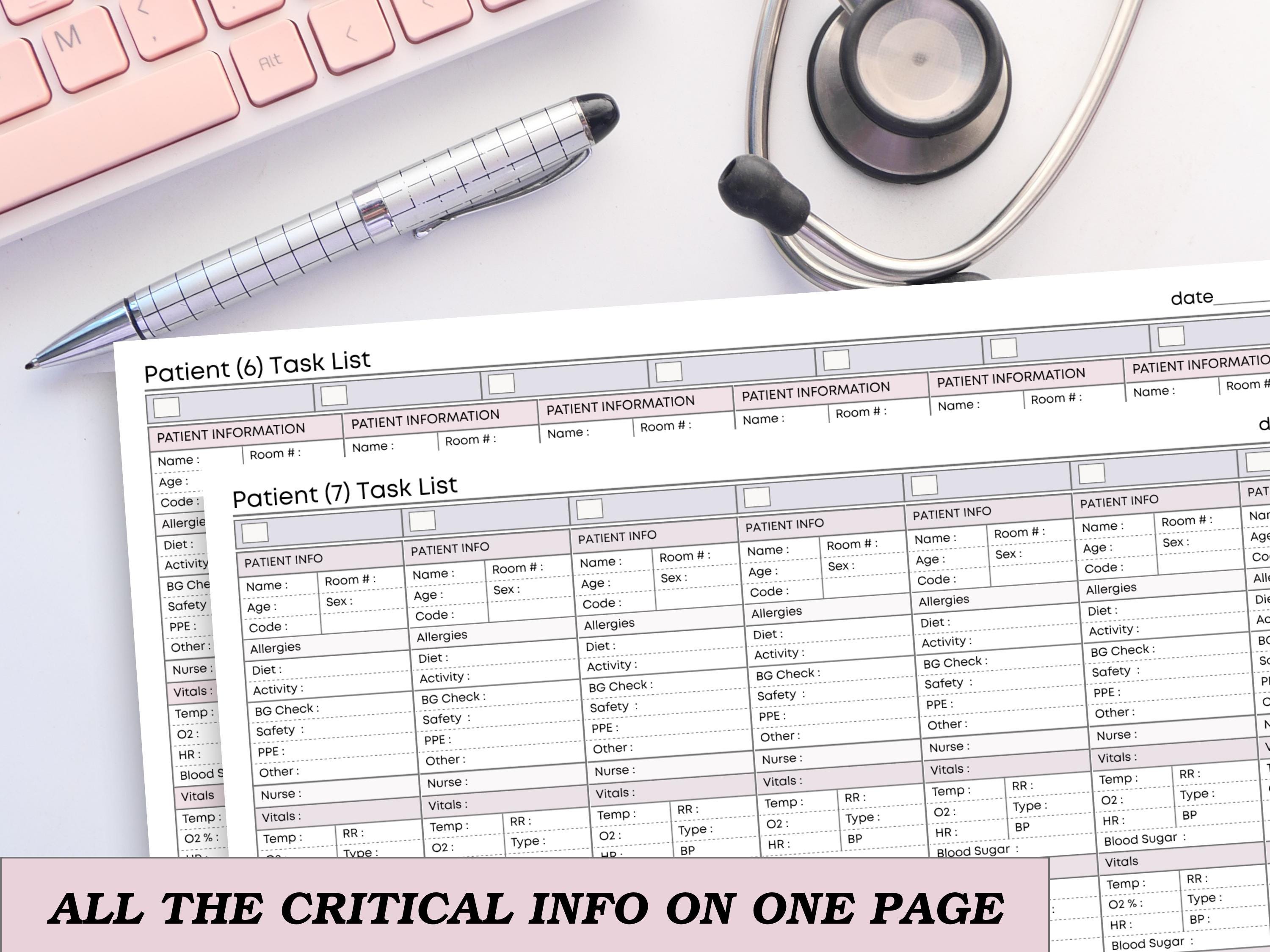 Pct Search Report Rexample CNA & PCT Nursing Shift Report Sheets for 6 Patients - Nursing ...