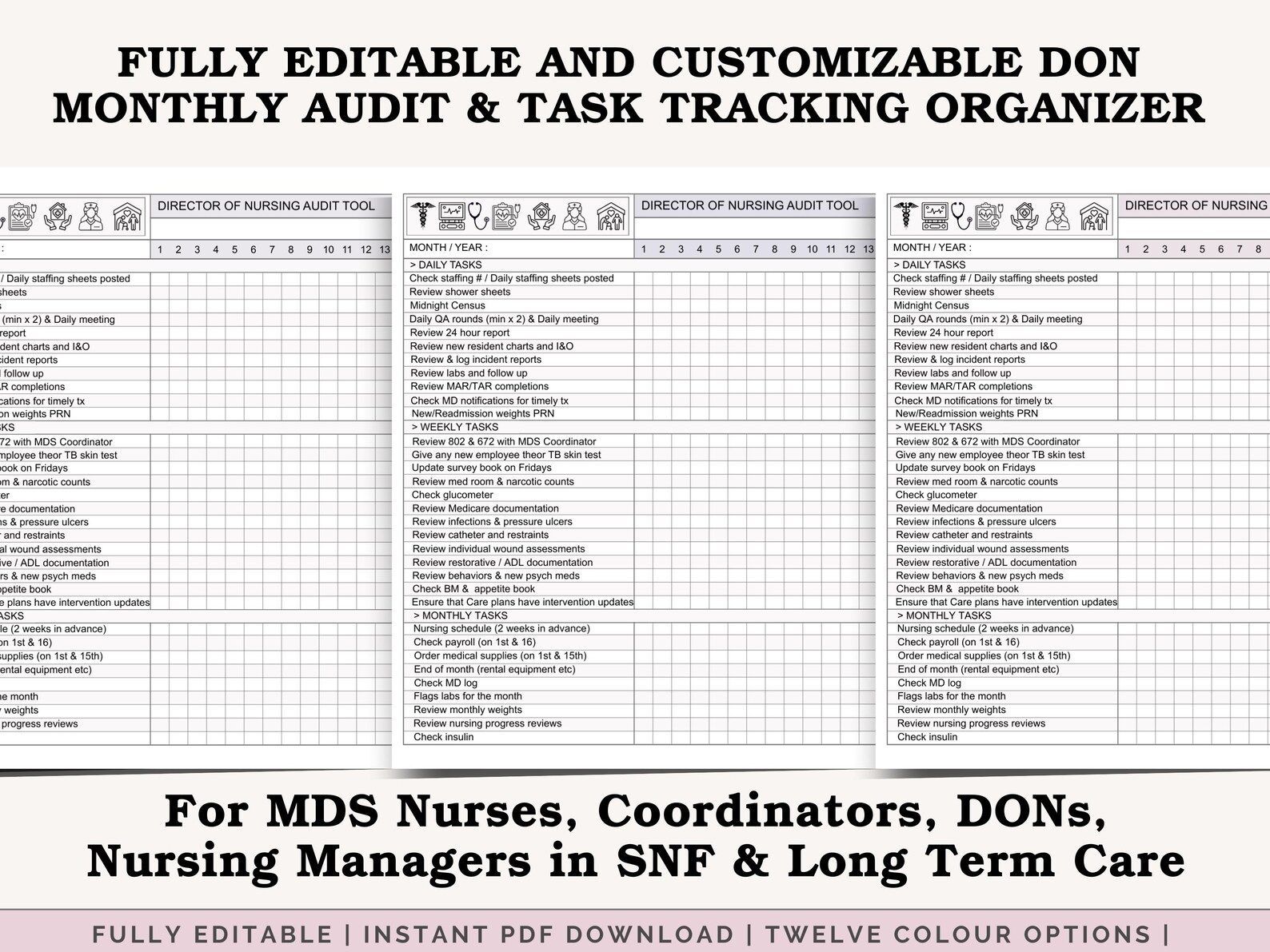 Task Tracker For Nurses Example The Nursing Director's Monthly Audit Dashboard | Customizable Task ...