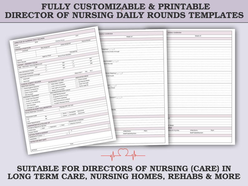 DON Daily Rounds Planner & Weekly Overview – LTC Nursing Home Templates ...
