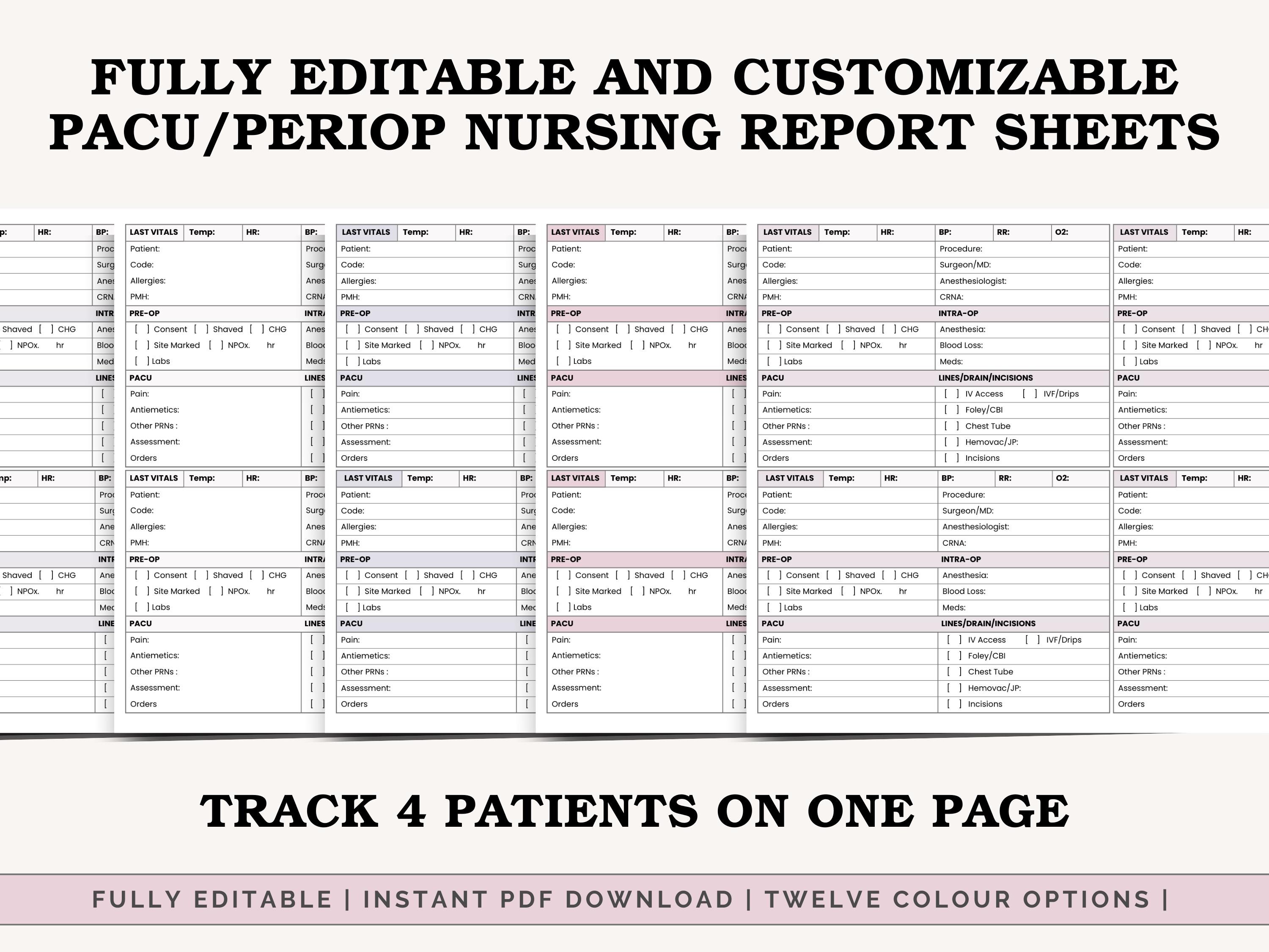 Recovery Room Notes.pdf The Perioperative Nursing Report : 4-patient Tracking Sheets for Pre-op ...