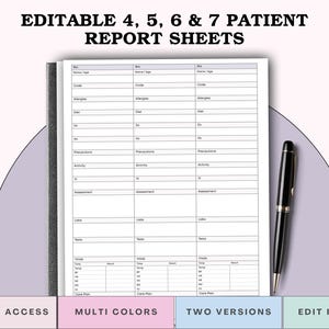 Editable Nurse Report Sheet For 4-8 Patients, Med Surg Chart, Multi Patient, ICU Report, Printable, Nursing Brain, Shift Handoff, PDF Canva