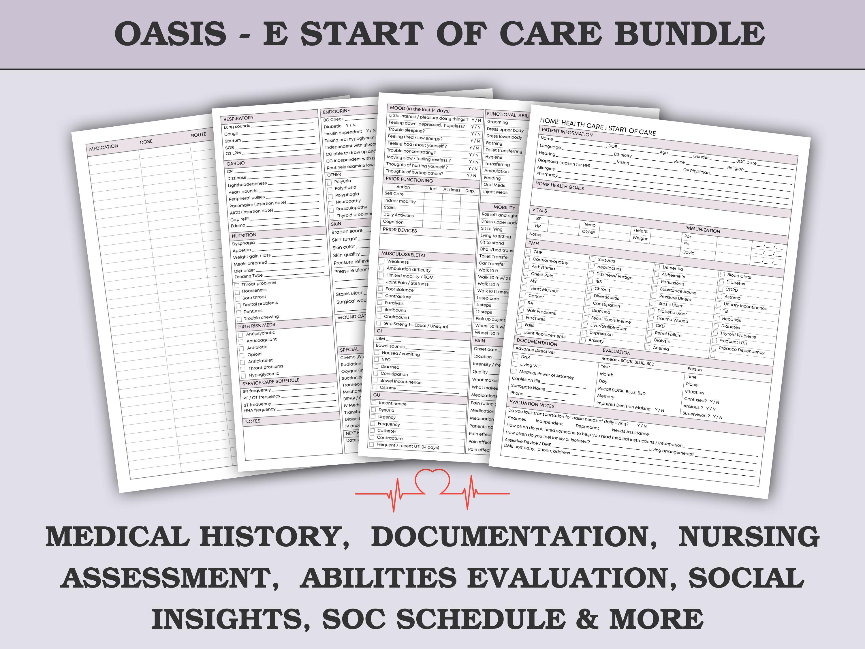 OASIS-E Home Health Nurse Cheatsheet -start of Care SOC Nursing ...