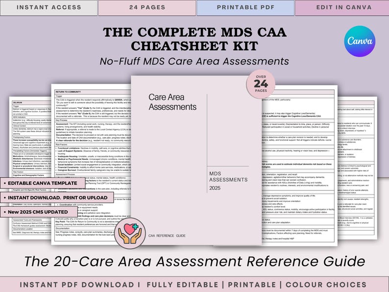 Example Caa Sora Assessment.pdf The Complete MDS 3.0 CAA 22 Cheatsheet Kit - the 20-care Area ...