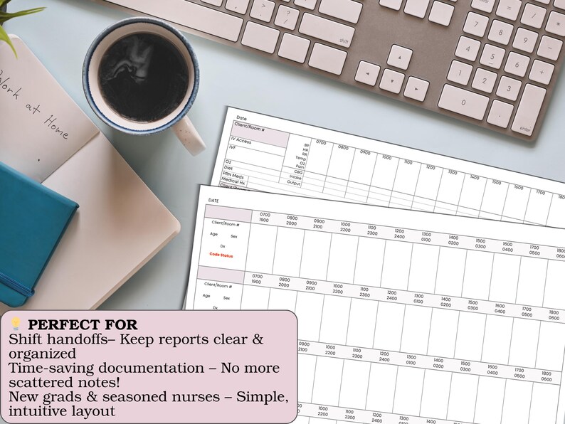Nurse Task Layout 4-patient Nursing Report Sheet Trio: SBAR, Hourly Tasks Bundle for ...