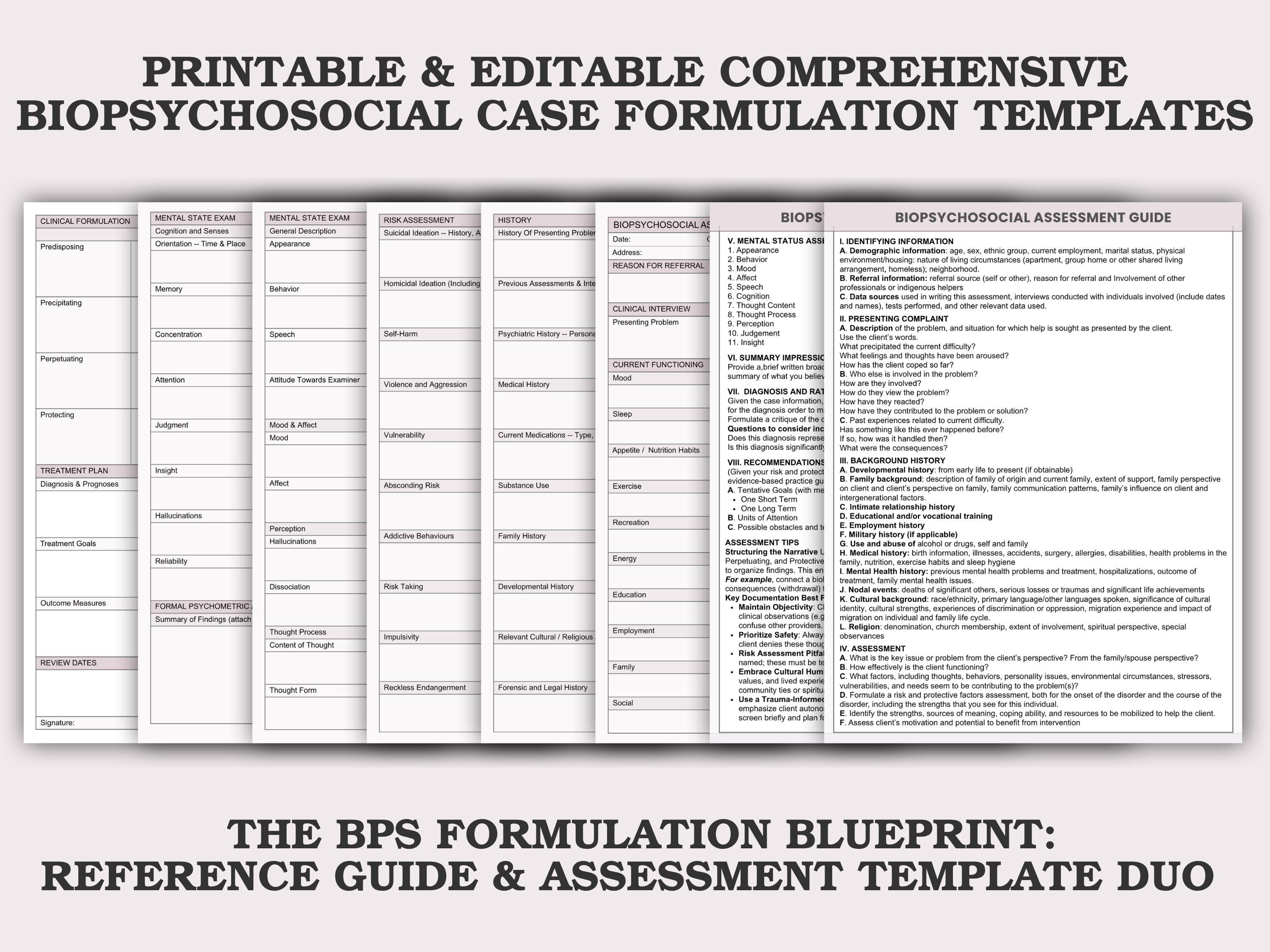 Formulation Examples Bps Biopsychosocial Cheat Sheet & Assessment Template - BPS Clinical ...