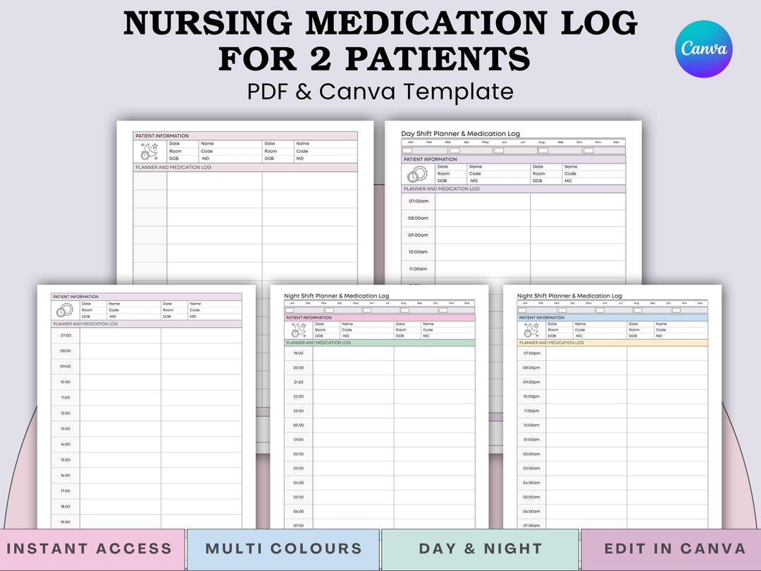Medication Sheet - Two Patient | Nursing Notes | Nurse to Do List - Day ...
