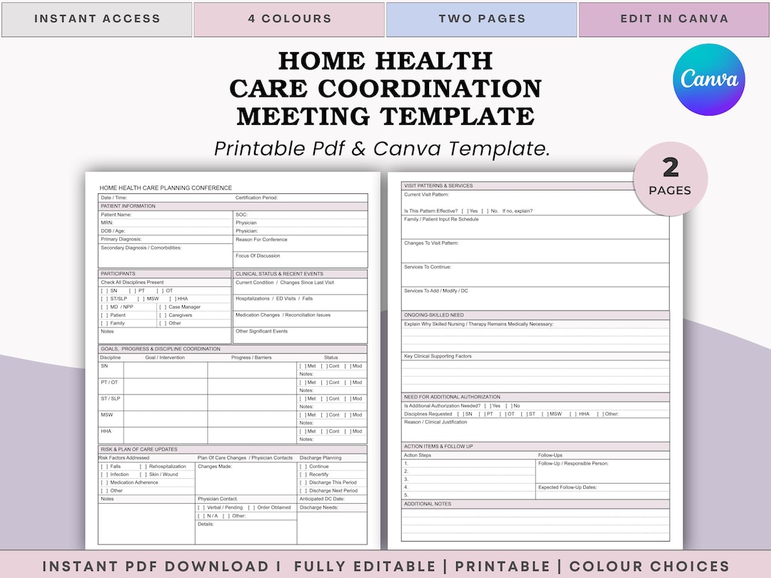 Home Health Care Conference Template | Interdisciplinary Team Meeting ...