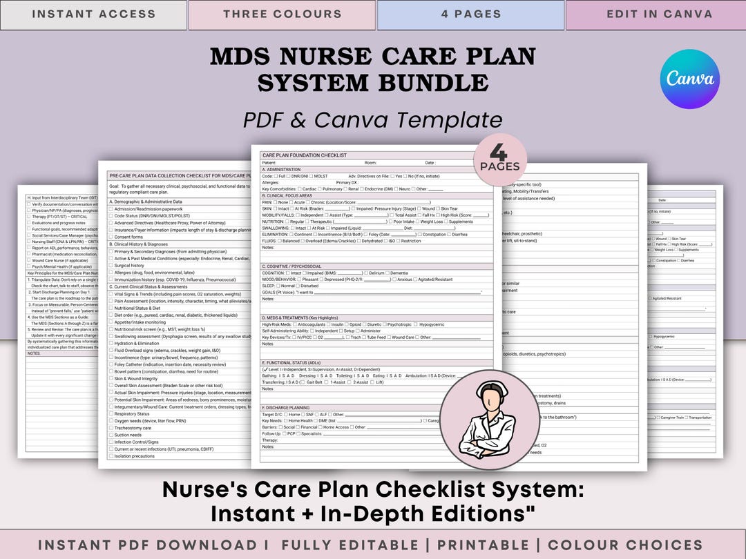 MDS Nurse's Care Plan Foundation: Quick-scan & Comprehensive Checklists ...