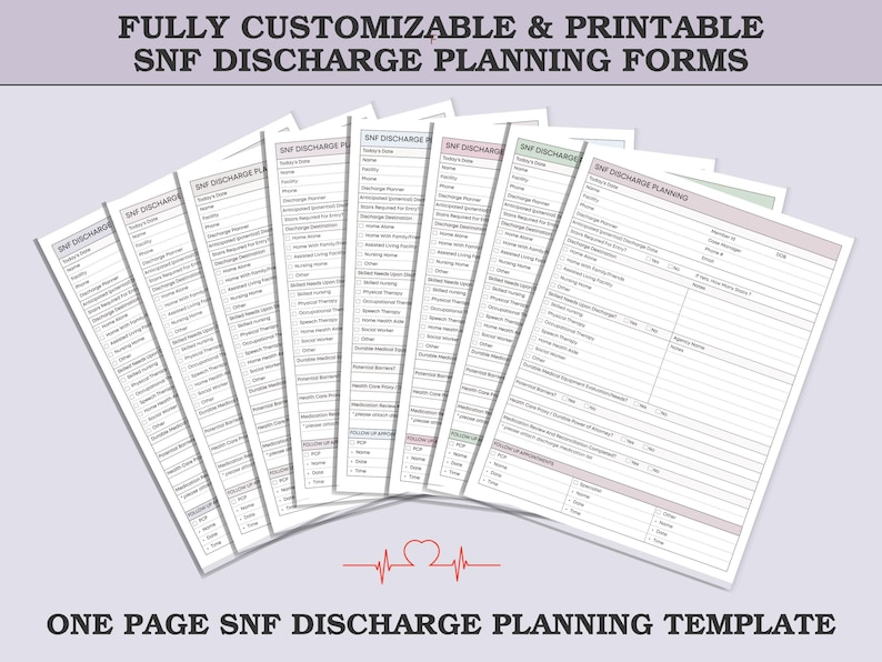 SNF & Rehab Patient Discharge Planning Checklist Form - Nursing Case ...