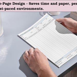 May include: A white single-page form with a grid layout, held by hands. The form has the title "INDIVIDUAL NARCOTIC COUNT RECORD" and includes fields for data entry. The text "Single-Page Design - Saves time and paper, perfect for fast-paced environments." is at the top.