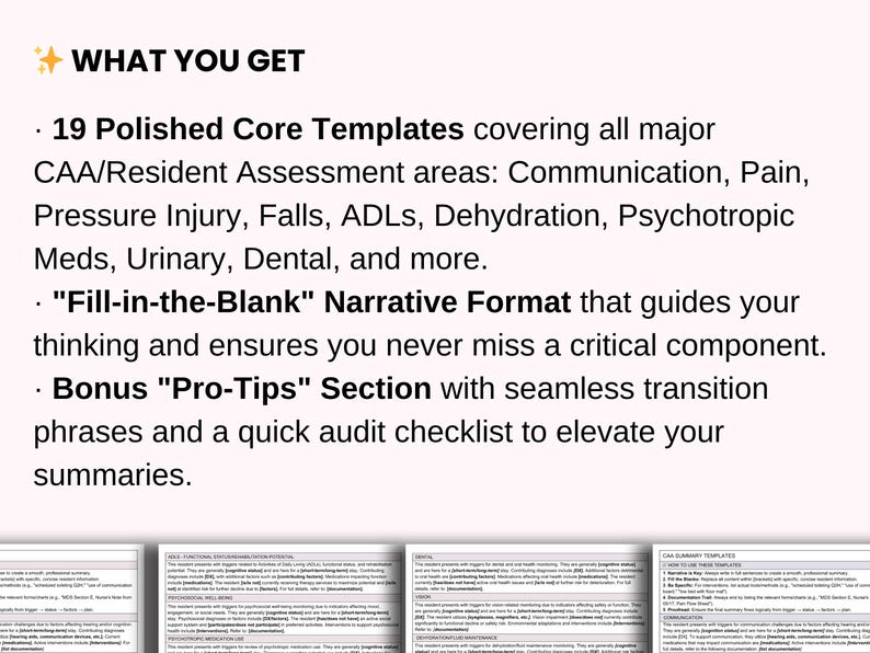 Example Caa Sora Assessment.pdf CAA & Resident Assessment Narrative Summary Templates | MDS 3.0 | Nurse ...