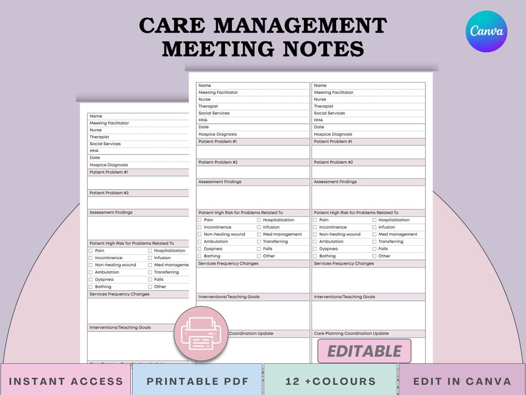 Case Management Meeting Notes Form - Nurse Manager LTC Care Planning ...