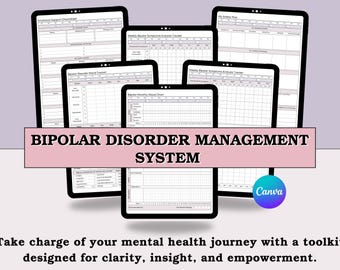 Bipolar Disorder Planner: Mood Tracker, Symptom Log, Safety Plan (Printable PDF)