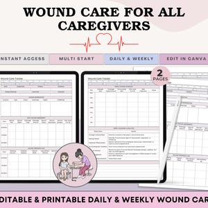 Editable Wound Assessment Chart, Wound Management Chart for Caregivers, Wound Chart for Nurse, Patient Assessment, Weekly Daily Wound Care