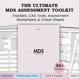 Pacchetto completo per coordinatori infermieristici MDS / Oltre 50 pagine / Fogli di lavoro CAA, strumenti di monitoraggio, strumenti di valutazione e schede riassuntive /