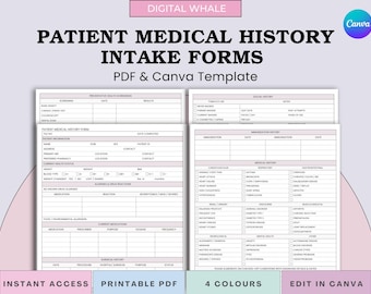 Patient Medical History Intake Form - Inpatient & Outpatient Clinics New Patient Registration Forms - Canva