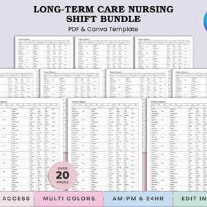 Long-Term Care Nursing Shift Organizers, Vitals & Med Trackers, Staff Meeting Notes – 10 Patients/Page - for LTC, SNF Nurse - PDF + Canva