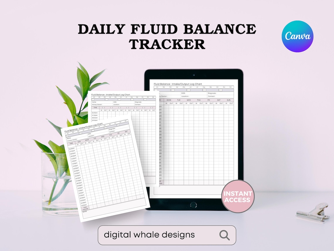 Fluid Balance Chart Printable - Daily Intake & Output Tracker - for ...