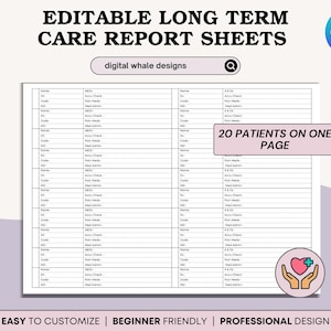 Long Term Care Patient Report Sheet for 20 Patient Long Term Care Report Sheet for Nurse LTC Patient Report Sheet for Nursing PDF Download