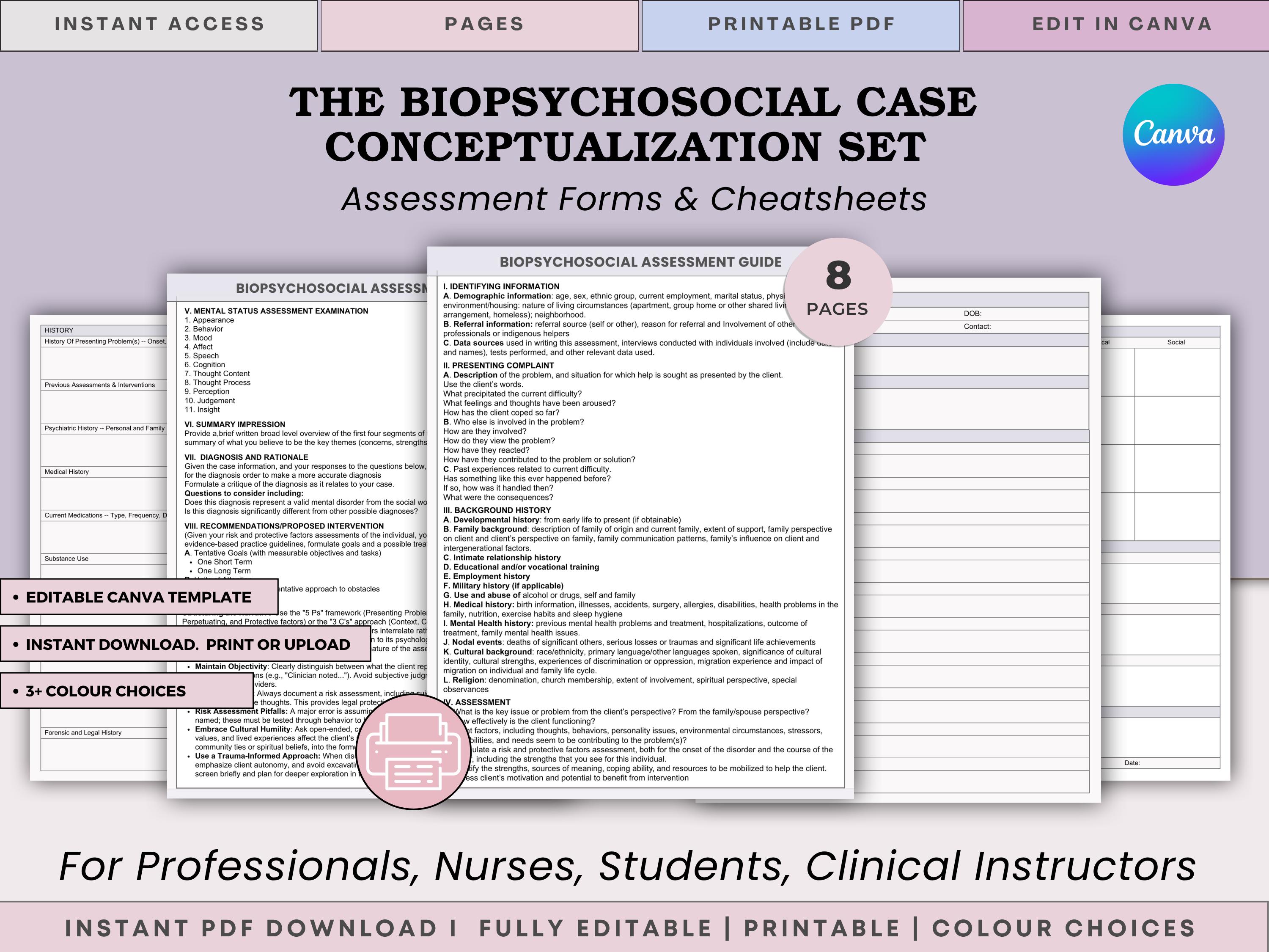 Formulation Examples Bps Biopsychosocial Cheat Sheet & Assessment Template - BPS Clinical ...