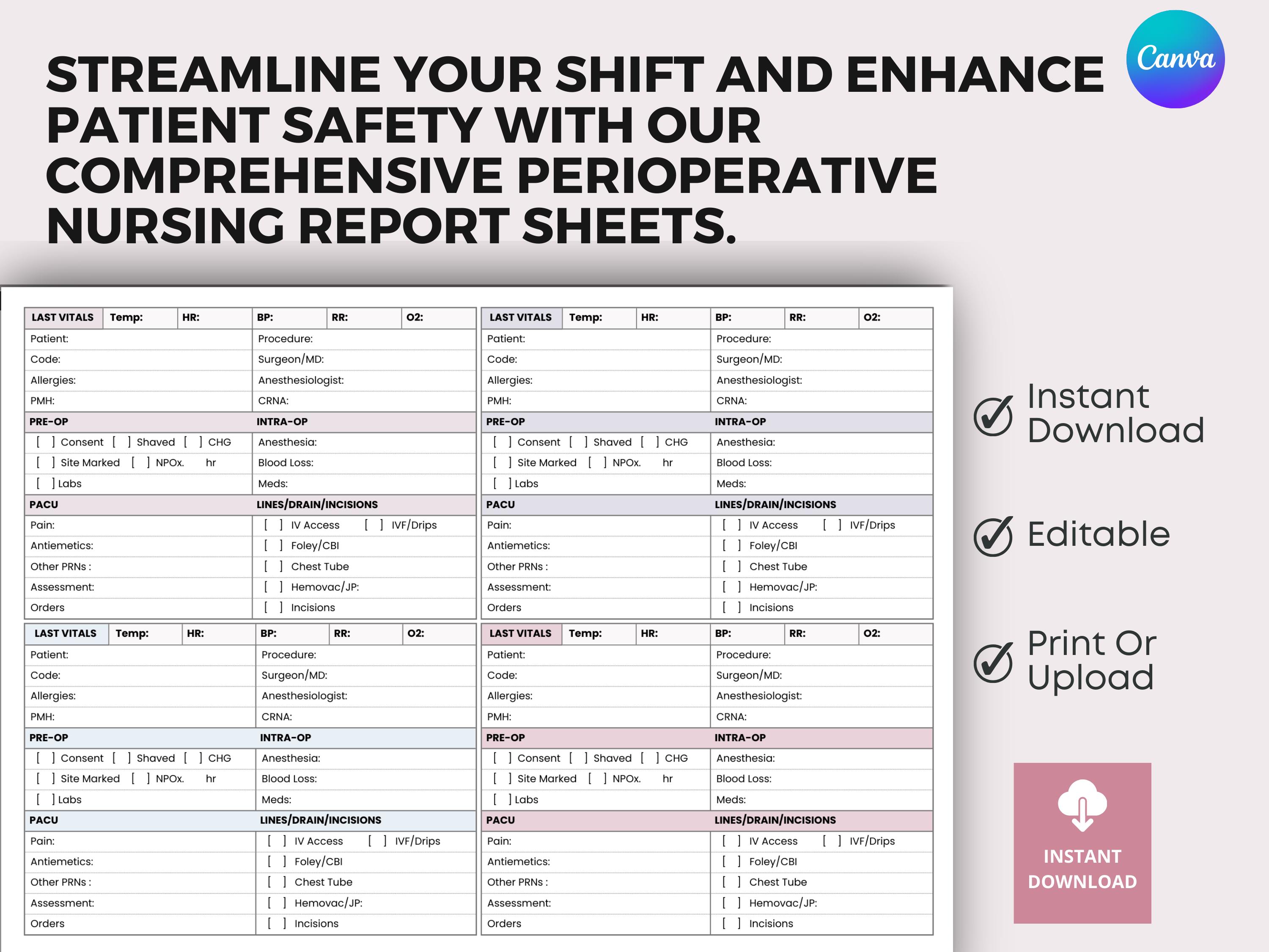 Recovery Room Notes.pdf The Perioperative Nursing Report : 4-patient Tracking Sheets for Pre-op ...